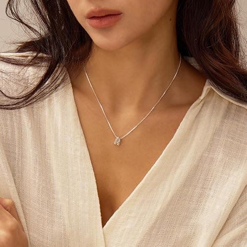 MARYLAX 14K Gold Plated Bubble Letter Necklace, Tarnish Free and Waterproof Dainty Initial Necklace for Women, Trendy Personalized Gold Jewelry Gift for Her thumbnail 2
