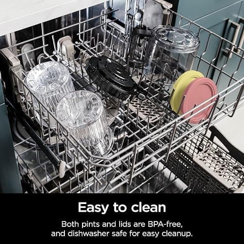 Ninja Creami Deluxe Pints 2 Pack, Compatible with NC500 Series Creami Deluxe Ice Cream Makers, Genuine Ninja Pint, BPA-Free & Dishwasher Safe, Color Lids, 1 Pint Each, Clear/Coral/Yellow, XSKPNTLD2​ thumbnail 8