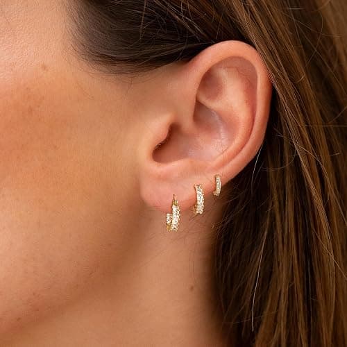 VIROMY Gold/Silver Hoop Earrings for Women Trendy,14K Real Gold Plated Cute Stud Earrings Small Huggie Hoop Earrings non tarnish Jewelry for Women thumbnail 3
