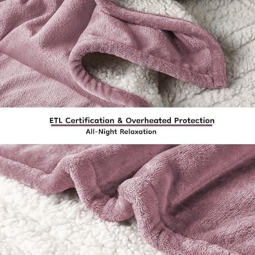 LaffyLo Electric Heated Blanket Full Size - 72"x84", Soft Flannel Heating Blanket, 10 Heating Levels, 1-12 H Auto Shut Off, Breathable Warm and Washable for Bed, Purple thumbnail 2