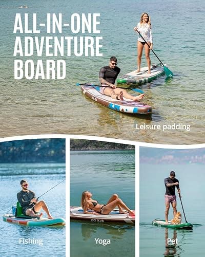ZLX Inflatable Stand Up Paddle Board, 10'6" SUP Non-Slip Stable Deck Pad, Unique Center Fin, Premium Accessories, Portable Paddleboard for Adults, Beginners, All Skill Levels thumbnail 8