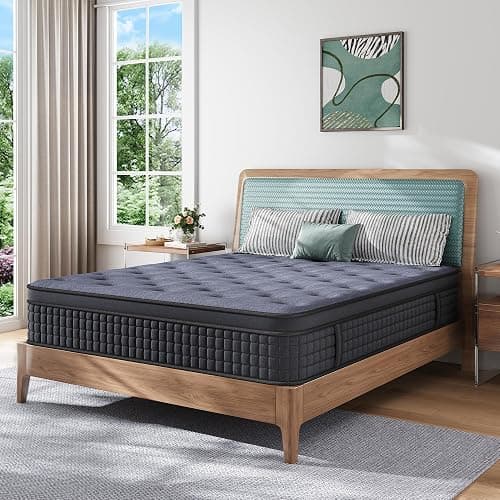 Susalt Queen Mattress, 12 Inch Hybrid Mattress in a Box, Gel Memory Foam, Medium Firm, Edge Support, Motion Isolation, Pressure Relief, Zoned Support Spring, CertiPUR-US Certified, Black & Gray - Image 1