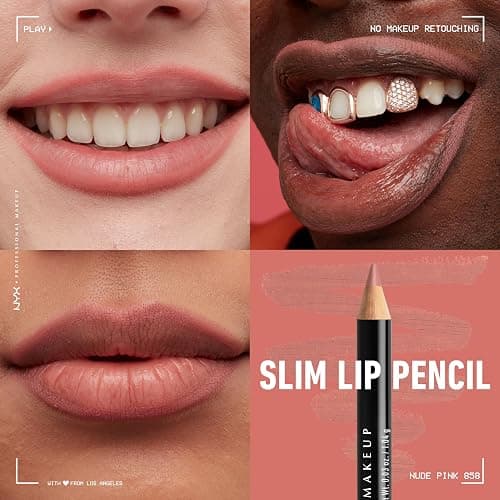 NYX PROFESSIONAL MAKEUP Slim Lip Pencil, Long-Lasting Creamy Lip Liner - Nude Pink thumbnail 3