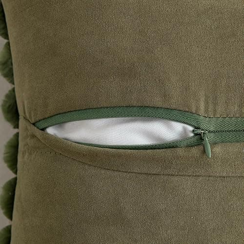MIULEE Moss Green Throw Pillow Covers 18x18 Inch Set of 2 Soft Pillowcase with Velvet Back Faux Rabbit Fur Cushion Covers Decorative Home Decor for Couch Sofa Bedroom Livingroom - 45L x 45W cm (Pack of 2) - Moss Green thumbnail 4
