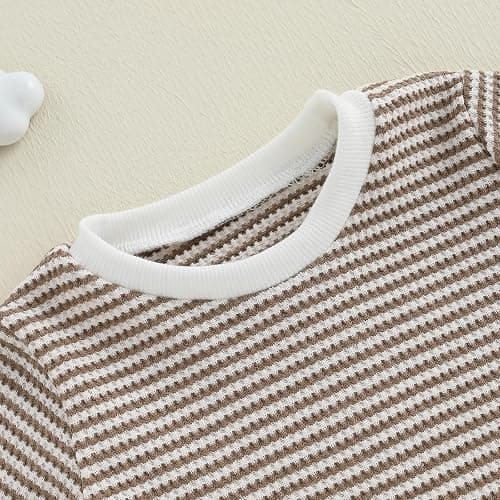 VISGOGO Boy Boy Girls Toddler Summer Outfit Striped T-shirt Toddler Boy Summer Clothes 6 12 18 Months 2 3 4 5 T Short Set thumbnail 5