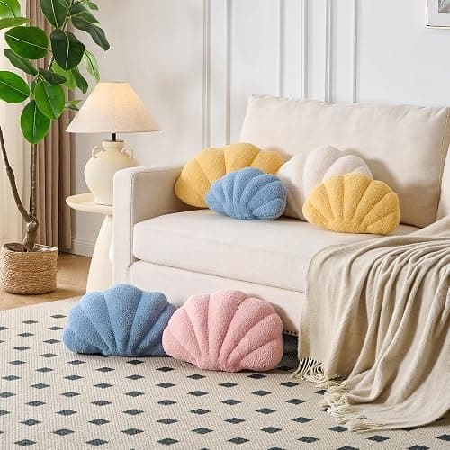 XIAIJIA Seashell Throw Pillows Shell Shaped Pillow Light Pink Sea Shell Pillows for Bed Seashell Decorative Pillow Soft Plush Pillow Sea Couch Decoration(13 X 10 inch) thumbnail 4