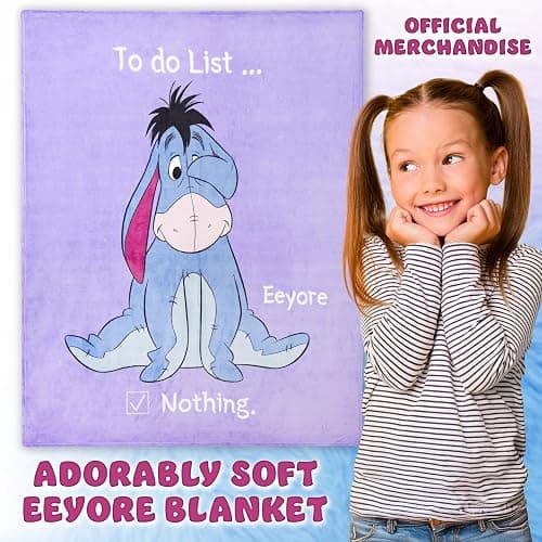 Disney Eeyore Throw Blanket Soft Fleece Blanket Bedroom Comforter 59 x 51” (Purple Eeyore) thumbnail 2