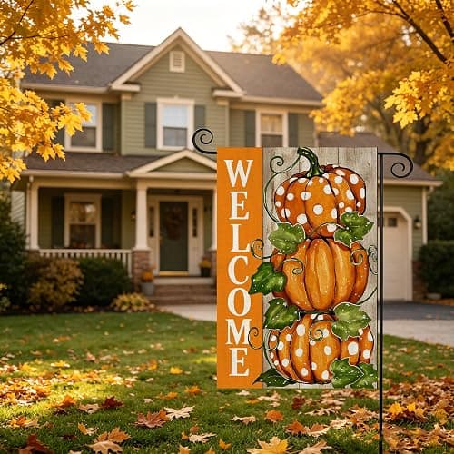 Fall Decorations Garden Flag 12x18 Inch for Outside Double Sided Weather & Fade Resistant Pumpkin Welcome Yard Flags Thanksgiving Outdoor Home Fall Decor thumbnail 7