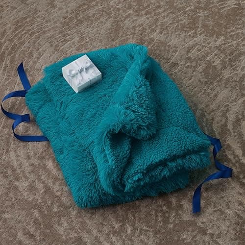 Bedsure GentleSoft Fluffy Turquoise Teal Throw Blanket, Teal Decor Cozy Gifts for Women Men, Soft Fuzzy Sherpa Fleece Plush Thick Warm Faux Fur Throws for Couch, Aqua Blanket Gifts for Mom, 50x60 thumbnail 7