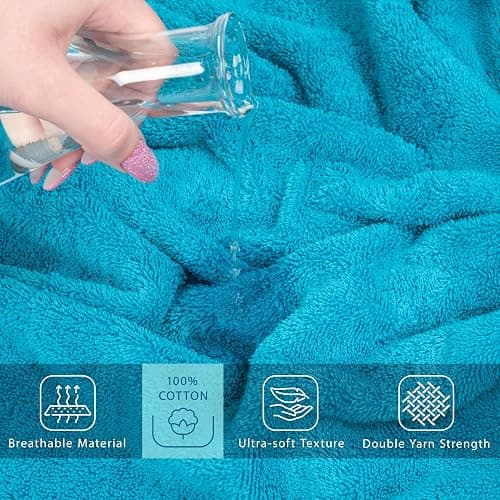 Cotton Paradise 100% Cotton Turkish Towel Set, Soft Absorbent Quick Dry, 2 Piece 35x70 Bath Sheet Set, Ocean Aqua thumbnail 4