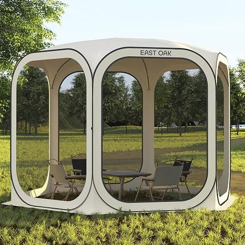 EAST OAK Screen House Tent Pop-Up, Portable Screen Room Canopy Instant Screen Tent 10 x 10 FT with Carry Bag for Patio, Backyard, Deck & Outdoor Activities, Beige - Beige - 10×10 FT thumbnail 10