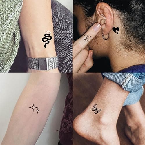 JOEHAPY 28 Sheets 504 PCS Tiny Small Temporary Tattoos For Women Men Finger Hands, Cartoon Bohemia Fake Tattoo Stickers For Kids Boys Girls, Bulk Cute Black Long Lasting Vintage Tatoos Neck Cholo thumbnail 2