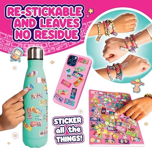 Sky Castle STICKI Rolls Sticki Book - The Original Wearable Shareable Toy Sticker Bracelet + Collection Book | Includes 120 Mini Stickers | Over 1000 Fun Sticker Designs to Collect! (Series 1) thumbnail 5