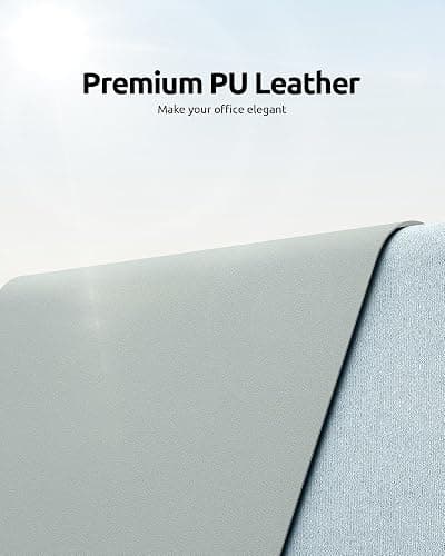 YSAGi Leather Desk Protector, Office Mat, Large Mouse Mat, Non-Slip PU Leather Blotter, Laptop Pad, Waterproof Writing Pad for Office and Home (Grayish Green, 23.6" x 13.8") thumbnail 2