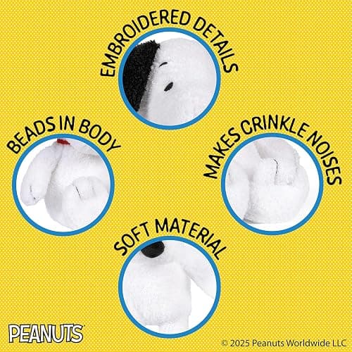 KIDS PREFERRED Peanuts Charlie Brown Snoopy Plush Cuteeze with Crinkle Feet, Extra Soft Stuffed Animal Toy for Baby Toddler Boys & Girls 12 Inch Size thumbnail 4