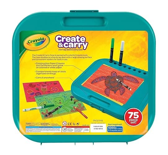 Crayola Create 'N Carry Art Set (75pcs), 2-in-1 Lap Desk & Carrying Case, Art Kit for Kids, Arts & Crafts Supplies, Easter Basket Stuffer & Gifts, 5+ thumbnail 6