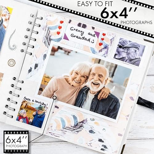 Bstorify Square Scrapbook Photo Albums 60 Pages (8 x 8 Inch) White Thick Paper, Hardcover, Metal Corners, Ribbon Closure - Ideal for Your Scrapbooking Albums, Art & Craft Projects (8 x 8 Inch, White) thumbnail 5