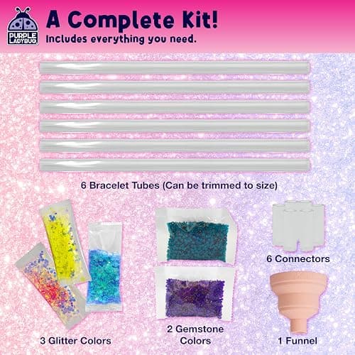 PURPLE LADYBUG Make Your Own Glitter Bracelet Making Kit for Girls - Stocking Stuffers for Kids, Gift for 6-7-8 Years Old Girl, Crafts for Girls Ages 6-8, Toy Gift for Christmas & Birthday thumbnail 4