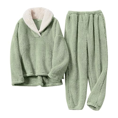 BOSECETA Fluffy Pajamas for Women Set Soft Comfy Fleece Pjs Pullover Pants Loose Plush 2 Piece Sleepwear Fuzzy for Winter - Image 1