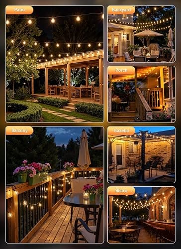 Outdoor String Lights with Remote, 100Ft Outside Waterproof Light with Dimmable G40 LED Bulbs, Shatterproof Connectable Hanging Patio Lights for Porch, Backyard, Bistro, Deck, Balcony, Home Decor thumbnail 6