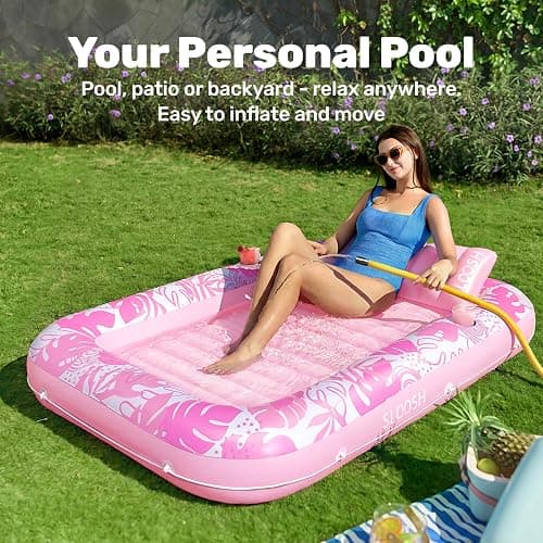 sloosh inflatable pink tanning water bed thumbnail 3