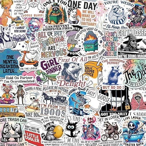 200 PCS Funny Holographic Stickers for Adults, Waterproof Vinyl Sarcastic Meme Decals for Laptop, Water Bottle, Phone, Kindle, Journal, Scrapbook, Bumper, Skateboard, Luggage, No Repeats - Image 1