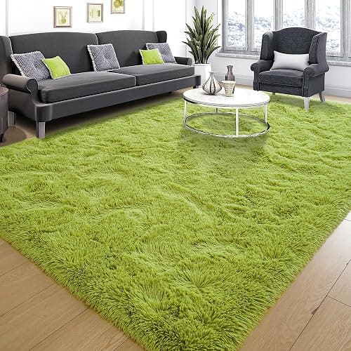 Tepook Super Soft Fluffy Rug for Bedroom, Modern Shaggy Fuzzy Kids Rugs for Living Room, Plush Indoor Nursery Home Decor Dorm Carpet with Non-Slip Bottom, Grass Green, 4 X 6 Feet - Image 1
