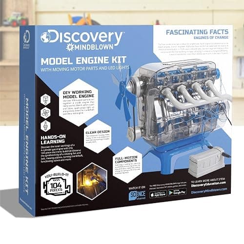 Discovery Model Engine Building Kit, DIY 4-Cylinder Combustion Engine, Working Pistons Fan Valves Belts LED Lights, STEM Mechanic Engineering Construction Experiment Set, Kids & Adults Gift thumbnail 9