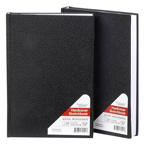 Hardcover Sketch Book 2 Pack Drawing Books 5.5" x 8" Sketchbooks, 110 Sheets Hardbound Journal, Ideal for Pencils, Graphite, Charcoal, Pen - Image 1
