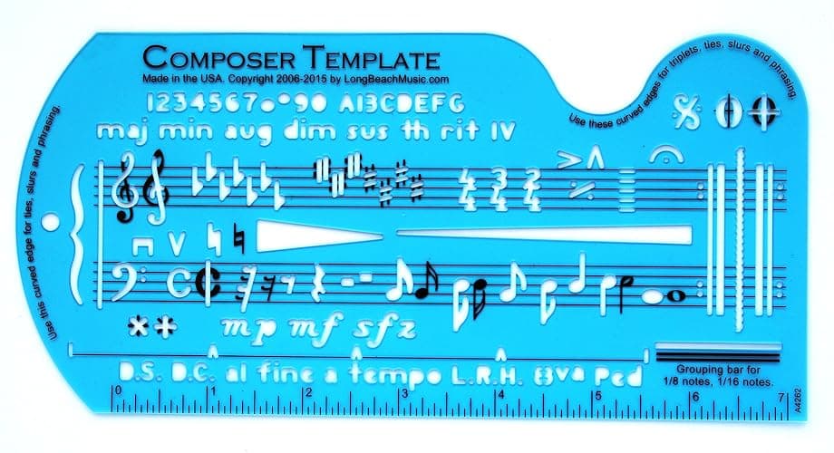 Song Writer's Composing Template Stencil for Music Notes & Symbols with Manuscript Staff Paper Tablet thumbnail 2