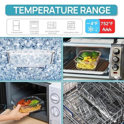 Vtopmart 8 Pack Glass Food Storage Containers with Airtight Lids, Glass Meal Prep Containers, Lunch Containers for Microwave, Oven, Freezer and Dishwasher, BPA Free thumbnail 4