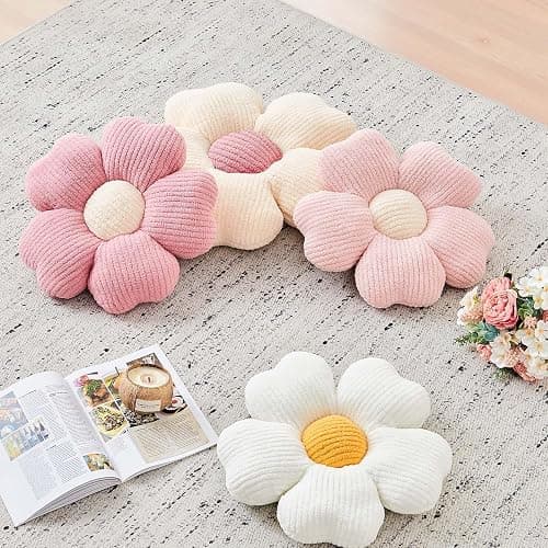 Kcvvcr Flower Throw Pillow, Cute Flower Shaped Pillow Decorative Throw Pillow for Bed Couch, Soft Daisy Pillows Floor Seating Cushion Cushions (14.9 Inch Light Pink) thumbnail 5