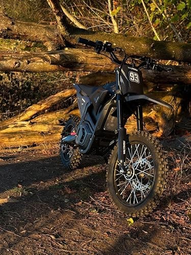VALTINSU EM5 Electric Dirt Bike w/Light & Display, Off-Road Motorcycle 2600W 3 Speed Modes (Max 40MPH) 48V Range 53MI,14"/12" Tires,Dual Suspension & Hydraulic Brakes Fit Age 13+,Carbon Fiber Style thumbnail 8