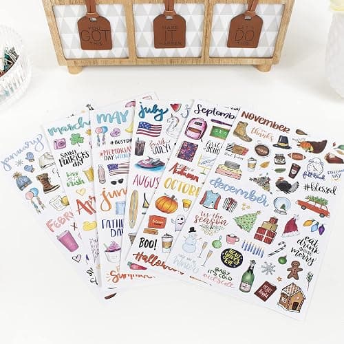 bloom daily planners Holiday Seasonal Planner Sticker Sheets - Vintage Seasonal Sticker Pack - Removable & Repositionable - Over 310 Stickers Per Pack! thumbnail 2