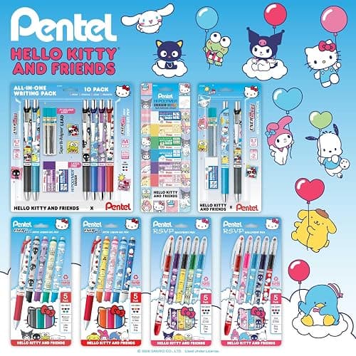 Pentel EnerGel RTX Liquid Gel Pen, Hello Kitty® and Friends, Limited Edition, Mix 1, 0.7mm, Med Line, Assorted Ink, 5-Pk (BL77HKPF5M) thumbnail 3