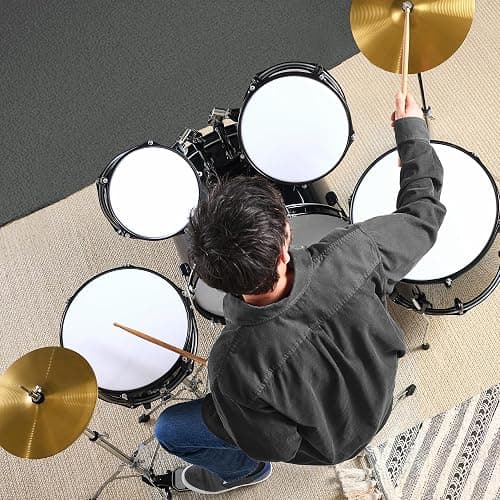 Best Choice Products 5-Piece Full Size Complete Adult Drum Set w/Cymbal Stands, Stool, Drum Pedal, Sticks, Floor Tom - Black thumbnail 8