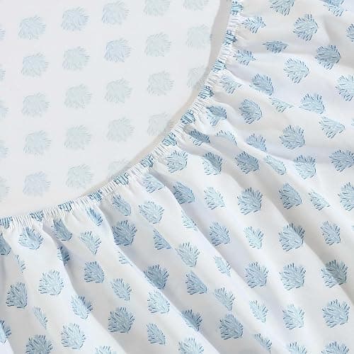 Nautica - Sheet Set, Breathable & Cooling Microfiber Bedding with Matching Pillowcase, Deep Pocket, Fully Elasticized (Coastal Coral Ocean Breeze Blue, Twin) thumbnail 4