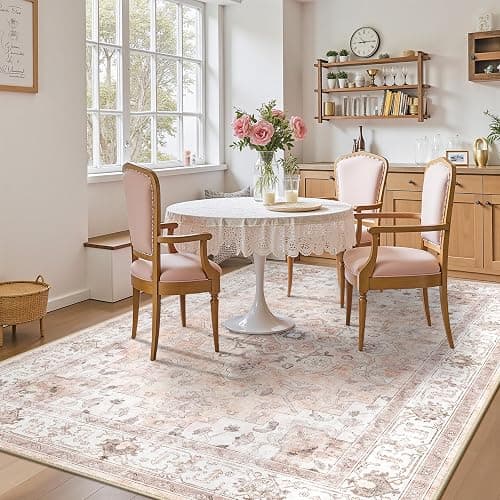 CAPALOCA Machine Washable Rugs Nursery Rug 5x7 Cute Girl Non Slip Low Pile Water Repellent Soft Print Pattern for Bedroom Indoor Decor Kids Playroom Pink thumbnail 8