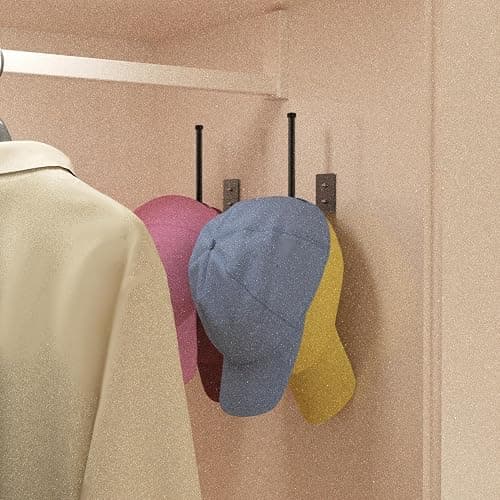 Durmmur 2 Pack Hat Racks for Baseball Caps, Stainless Steel Hat Organizer for Baseball Cap, Hat Holder Storage Organizer, Hat Hanger Strong Adhesive/Wall Drilled for Door, Bedroom, Closet(Black 6 in) thumbnail 9