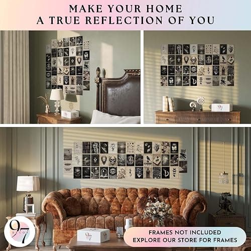 97 Decor Vintage Dark Academia Decor For Bedroom - 40 Pcs Moody Dark Academia Wall Art Prints, Dark Gothic Decor For Home, Halloween Wall Collage Kit Goth Wall Decor Aesthetic Posters For Dorm (4x6) thumbnail 4