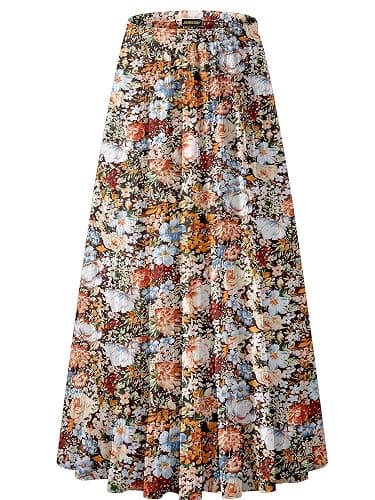 NASHALYLY Women's Chiffon Elastic High Waist Pleated A-Line Flared Maxi Skirts - Image 1