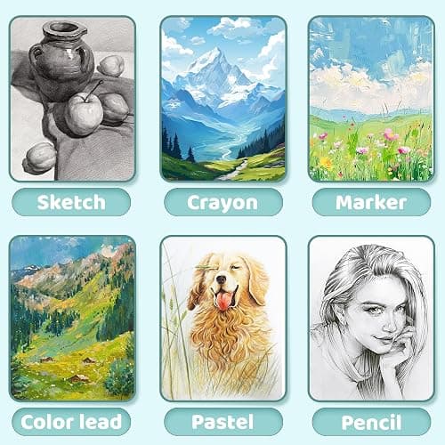 FLYING EAGLE Sketch Book for Kids 10"X 10" Large Hardcover Sketchbook for Drawing 120GSM Thick Paper, Square Art Drawing Paper 120 Pages Sketch Pad for Boys Teens,Gift Boxed, Blue thumbnail 7