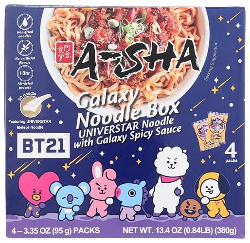 A-Sha Galaxy Noodles with Spicy Sauce 4pk, 13.4 OZ - Image 1