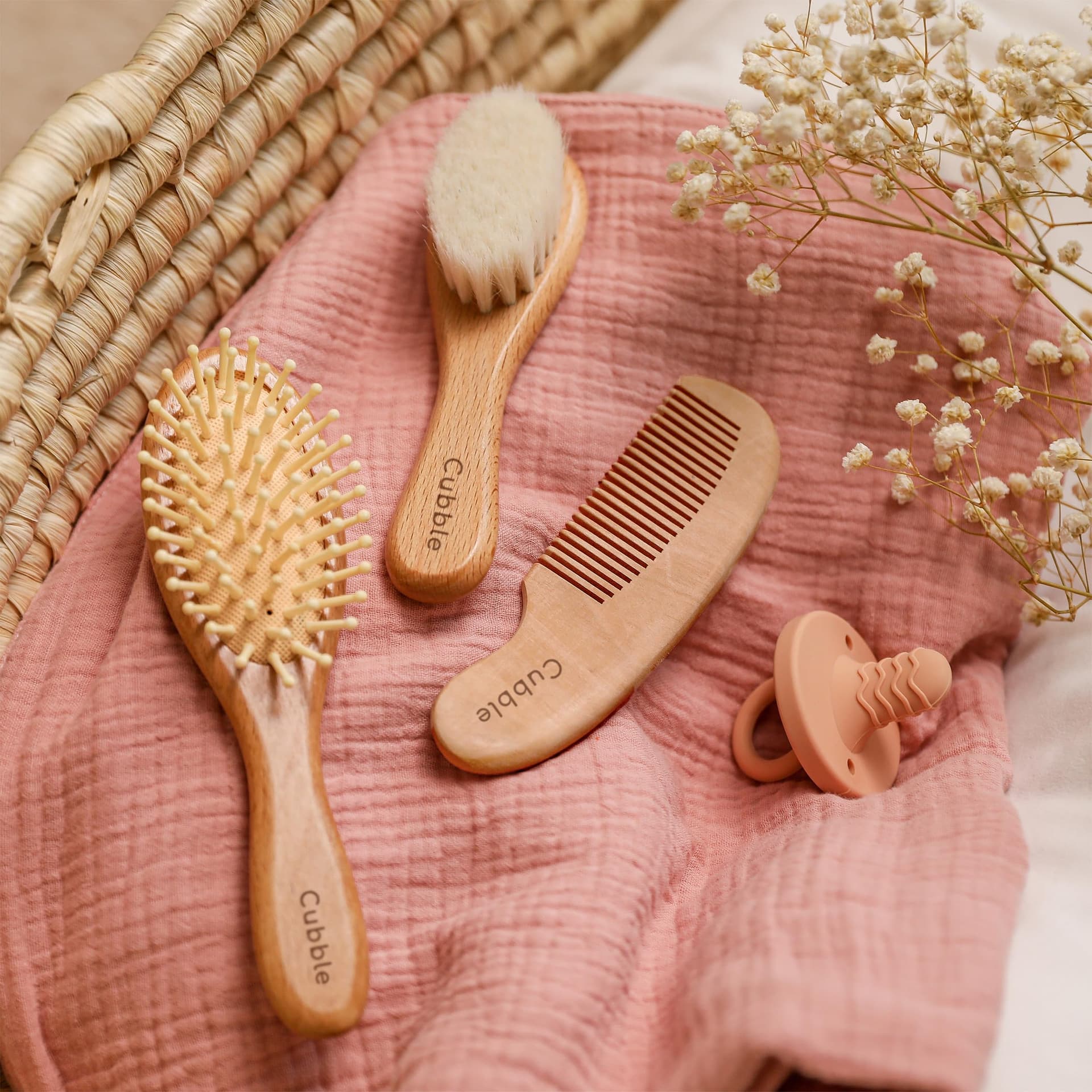 Wooden 100% Natural Goat Hair Brush and Comb Set for Newborns and Toddlers thumbnail 8