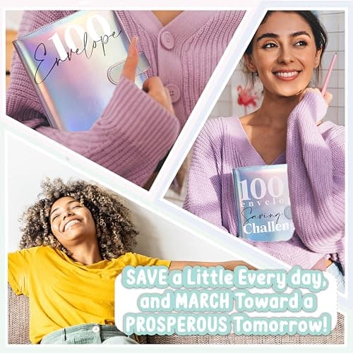 Axolotl 100 Envelopes Money Saving Challenge Binder, A5 Savings Budget Challenges Binders with Cash Envelopes, 100 Days Envelope Saving Binder Book, Budget Planner (Laser Blue) thumbnail 6