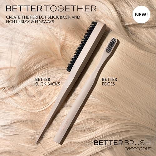 EcoTools Slick Back Hairbrush, Small Brush For The Perfect Ponytail Or Bun, Tease, Smooth, & Style Hair, Tame Frizz & Flyaways, Renewable Bamboo Handle & Vegan Boar Bristles, Cruelty-Free, 1 Count thumbnail 5