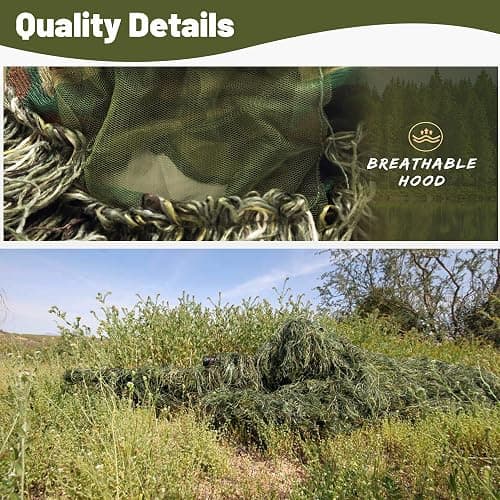 MOPHOTO 5 in 1 Ghillie Suit 3D Camouflage Hunting Suits - Jacket, Pants, Hood, Carry Bag for Adults & Youth, M/L/XL/XXL thumbnail 6