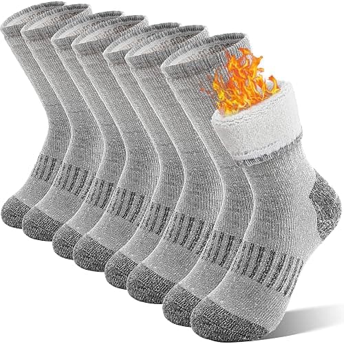 Sandsuced Kids Merino Wool Hiking Socks Girls Boys Toddler Winter Thermal Warm Cozy Boot Thick Cushion Socks 4 Pairs - Image 1