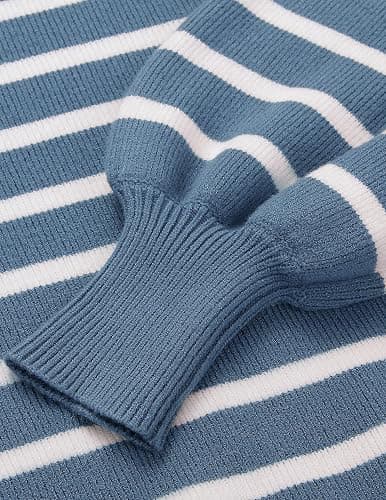 ZESICA Women's 2025 Fall Fashion Turtleneck Long Sleeve Striped Ribbed Knit Loose Pullover Sweater Tops thumbnail 7