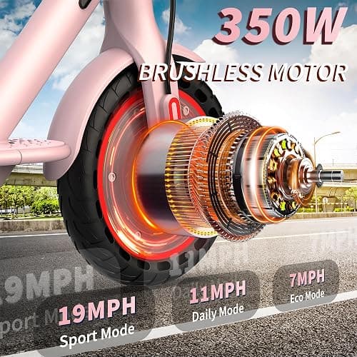 Roinside Electric Scooter - 8.5"/10''Solid Tires, 350W/500W Motor, Up to 19/22MPH& 16/21/23Miles Long-Range Portable Commuting Scooter for Adults with Double Braking System, App thumbnail 3